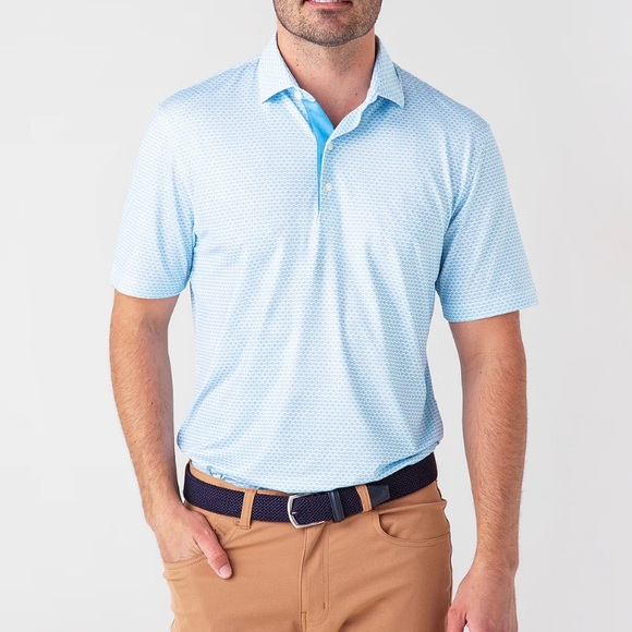 Johnnie-O Men’s XL Lake Blue Medallion Print Salem Prep-formance Golf Polo - Picture 2 of 7